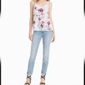 Medium white floral embroidered tank top White House Black Market